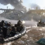 Battlefield 6 concept art showing expansive open battlefield with vehicles and infantry in combat
