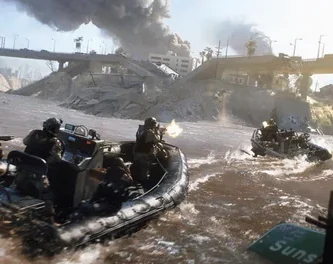 Battlefield 6 concept art showing expansive open battlefield with vehicles and infantry in combat