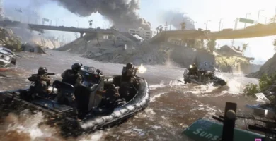 Battlefield 6 concept art showing expansive open battlefield with vehicles and infantry in combat