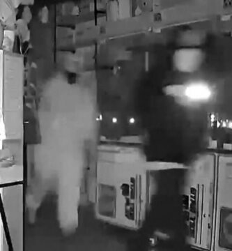 Security footage showing masked suspects stealing Labubu dolls from La Puente store