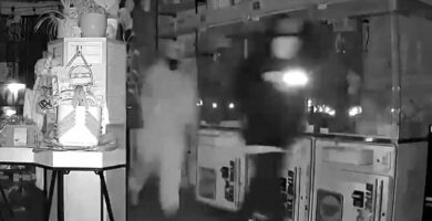 Security footage showing masked suspects stealing Labubu dolls from La Puente store