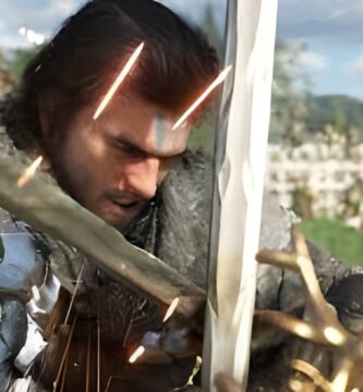 Crimson Desert gameplay screenshot showing protagonist Kliff Macduff in a medieval fantasy landscape