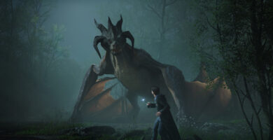 Hogwarts Legacy gameplay showcasing open-world Hogwarts castle on sale for lowest price ever