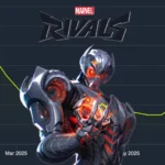 Marvel Rivals gameplay screenshot showing declining Steam player numbers
