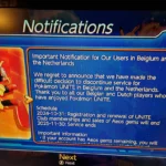 Pokémon Unite shutdown announcement in Belgium and the Netherlands with November 30 deadline
